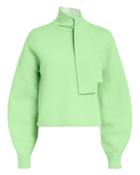 Tibi Tie Neck Green Sweater Green-lt S