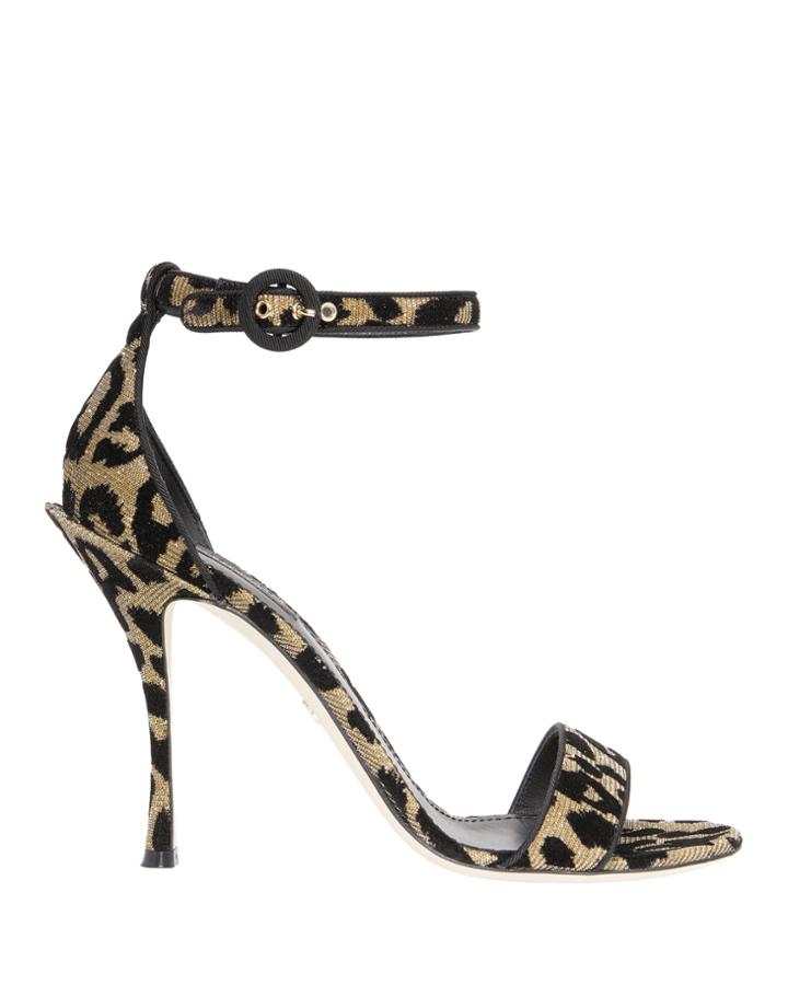 Dolce & Gabanna Dolce & Gabbana Leopard Lurex Ankle Strap Sandals Black 36