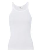 Re/done White Ribbed Tank White P