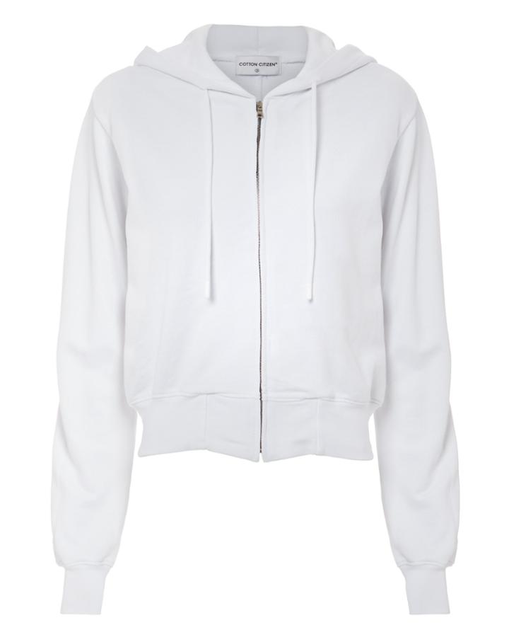 Cotton Citizen Milan Cropped Zip Hoodie White P