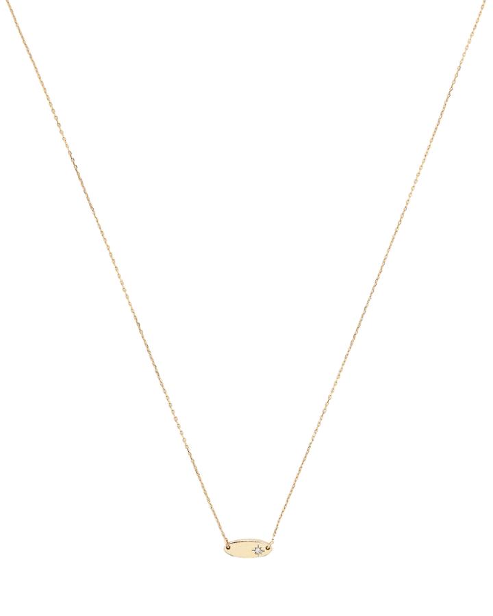 Adina Reyter Super Tiny Oval Stamp Diamond Necklace Gold 1size