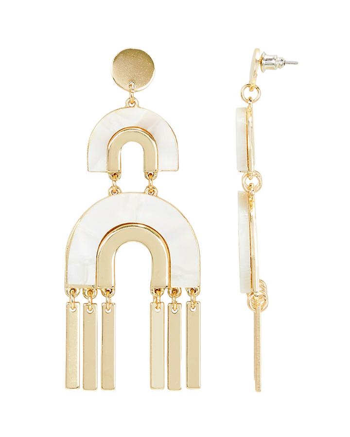 Noir Jewelry Mop Drop Earrings Gold 1size