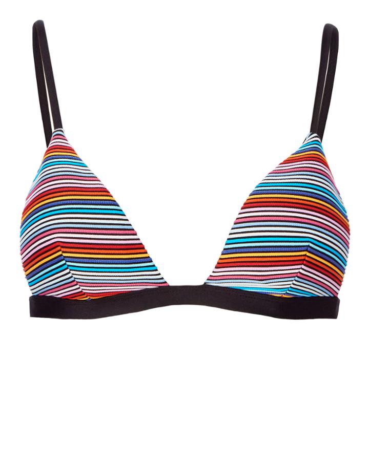 Onia Dani Rainbow Stripe Triangle Bikini Top