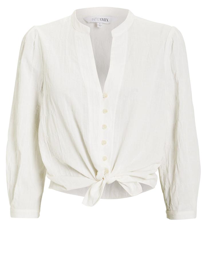 Exclusive For Intermix Intermix Violet Cotton Tie Front Top White M