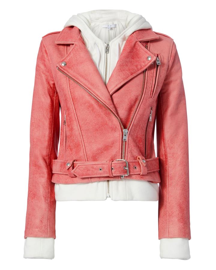 Iro Leah Combo Leather Jacket Pink 34