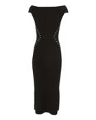 Thierry Mugler Mugler Studded Waist Ribbed Knit Dress Black P