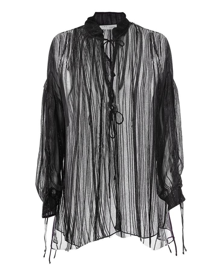 Iro Nights Metallic Thread Sheer Tunic Black 38