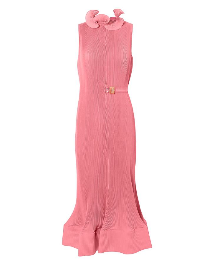 Tibi Pink Pleated Dress Pink S