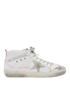 Golden Goose Mid Star Pink Back Leather Sneakers White 36
