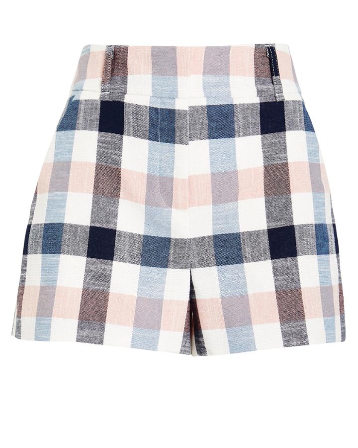 Veronica Beard Ilene Tailored Gingham Shorts Blue/pink 4