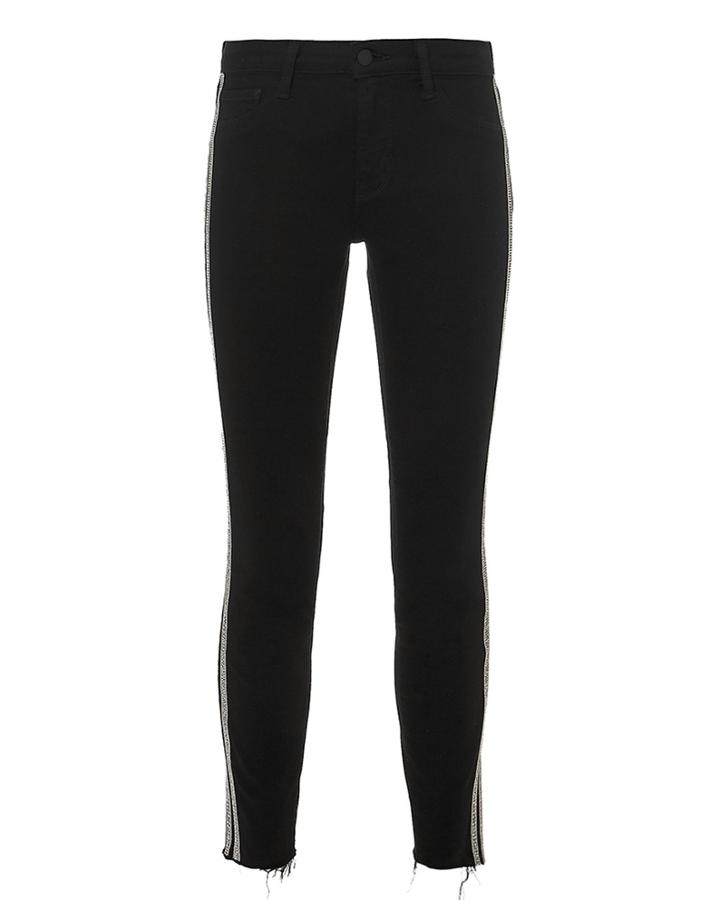 L'agence Margot Sequin Stripe Jeans Black 24