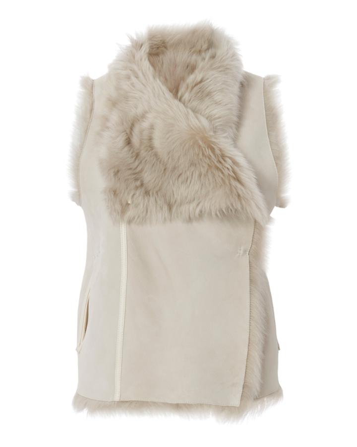 Intermix Yves Salomon Toscana Shearling Vest Taupe 34