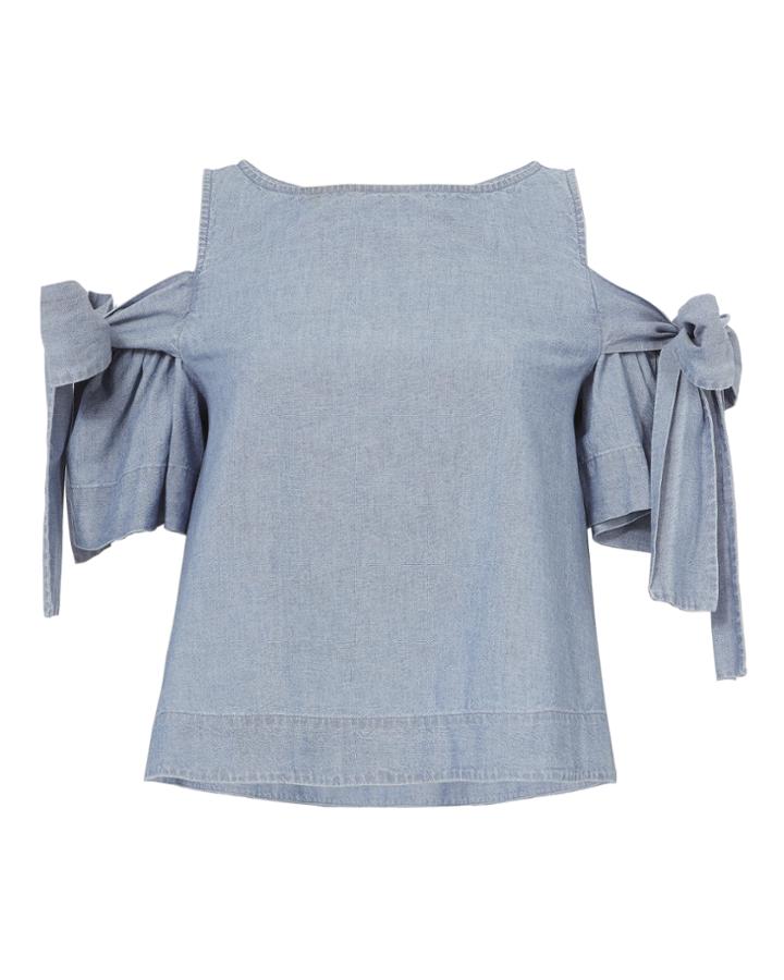 &quot;sea Cutout Shoulder Bow Top&quot;