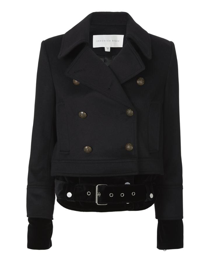 Veronica Beard Yara Velvet Hem Pea Coat