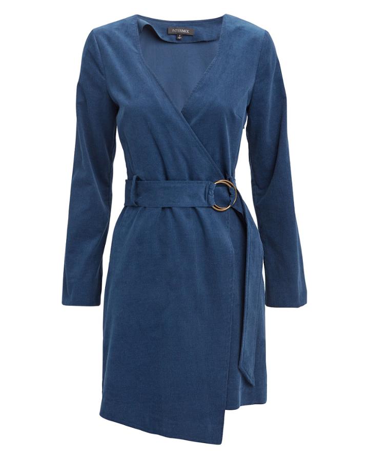 Exclusive For Intermix Intermix Delphine Wrap Dress Blue 8