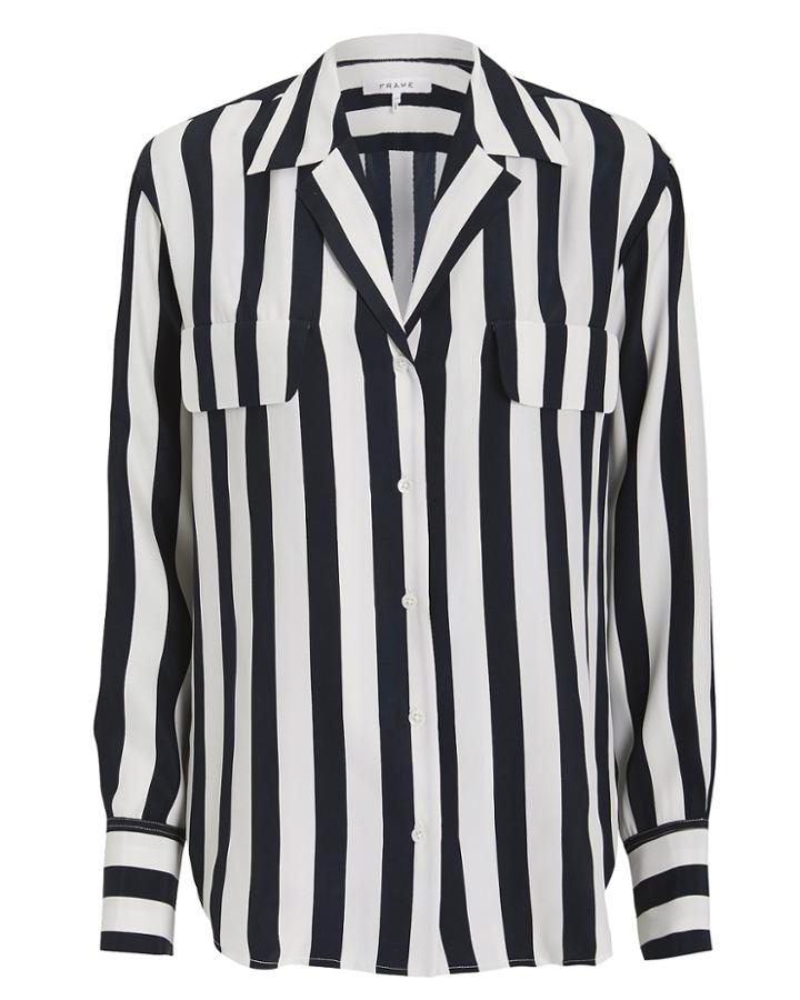 Frame Pocket Striped Blouse Navy/white/stripes S