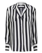 Frame Pocket Striped Blouse Navy/white/stripes S