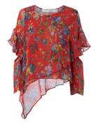 Iro Floral Print Asymmetrical Blouse Red 38