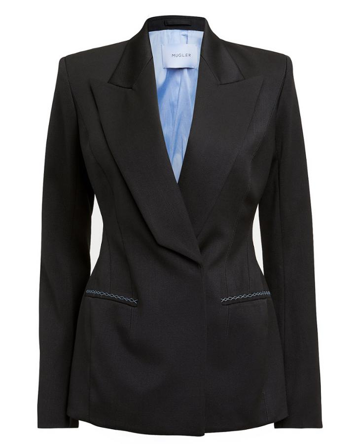 Thierry Mugler Mugler Exaggerated Lapel Blazer Black/blue 36