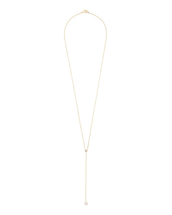 Mateo Mini Diamond And Circle Lariat Necklace Metallic 1size