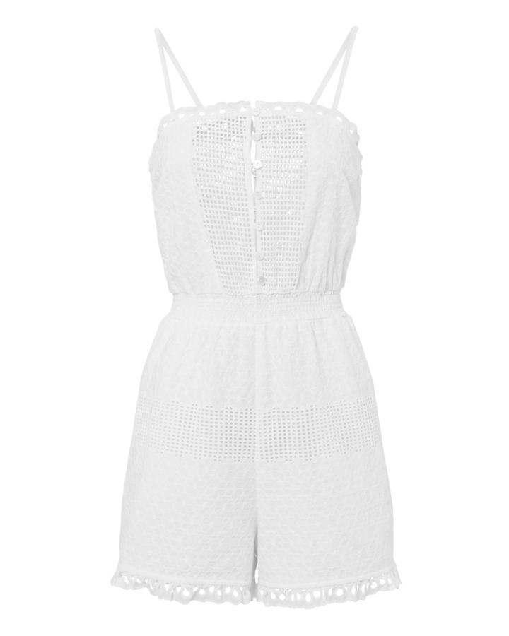 Kisuii Elinor Smocked Romper White P