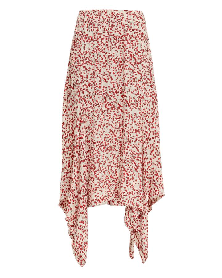 Ganni Printed Midi Skirt Red/white 36