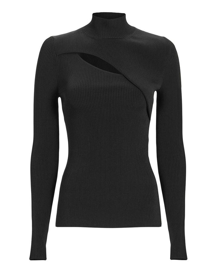 Thierry Mugler Mugler Cutout Rib Knit Turtleneck Black P