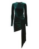 Alexandre Vauthier Side Drape Green Velvet Mini Dress Green 36