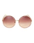 Linda Farrow Acetate Oversized Round Sunglasses