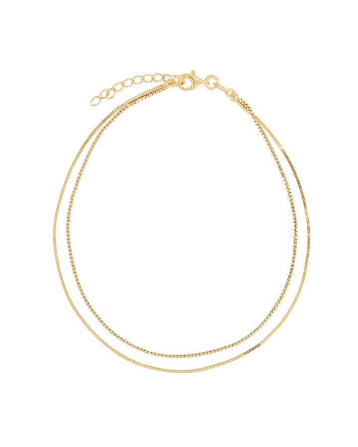 Argento Vivo Double Chain Anklet Gold 1size