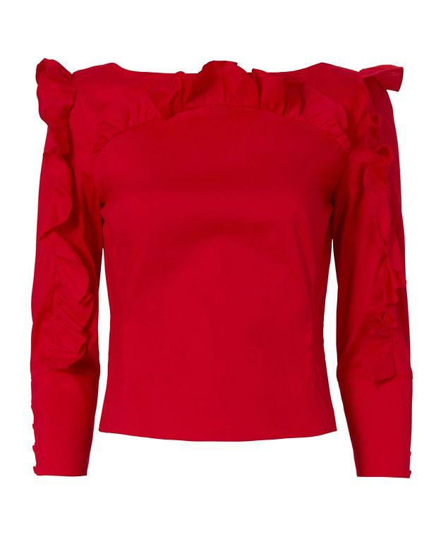 Exclusive For Intermix Nikki Poplin Ruffle Top