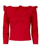 Exclusive For Intermix Nikki Poplin Ruffle Top