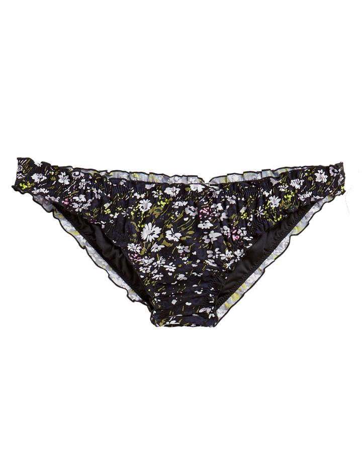 Ganni Black Floral Ruffle Bikini Bottoms Black 38