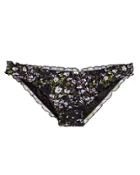 Ganni Black Floral Ruffle Bikini Bottoms Black 38