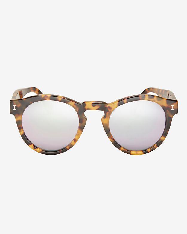 Illesteva Leonard Mirrored Lense Tortoise Sunglasses