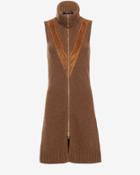Derek Lam Suede Patches Zip Front Turtleneck