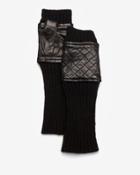 Carolina Amato Knit Cuff Quilted Leather Fingerless Gloves