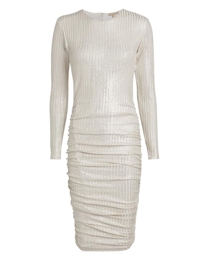 Melissa Odabash Ruched Gold Midi Dress Gold S