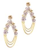 Deepa Gurnani Penelope Floral Chain Earrings Purple 1size