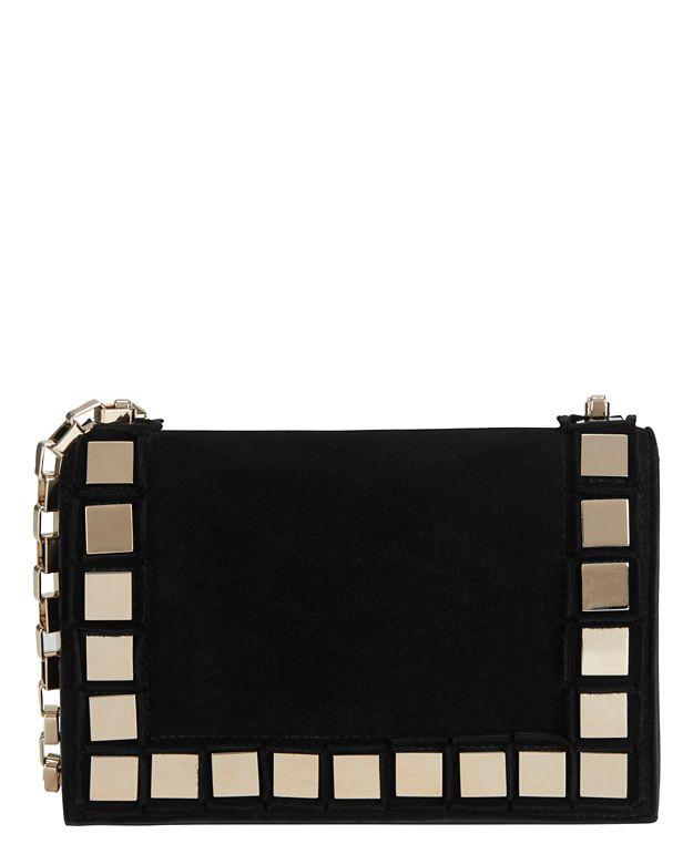 Tomasini Studded Suede Shoulder Bag: Black