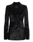 Cushnie Et Ochs Double-breasted Velvet Blazer Black Zero