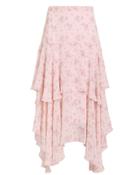 Love Shack Fancy Loveshackfancy Alex Silk Midi Skirt Pink/floral 6