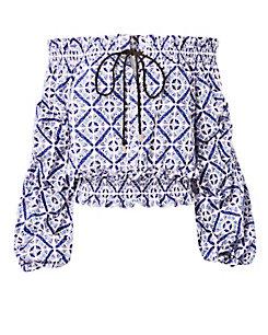 Caroline Constas Lorena Balloon Ruffle Sleeve Top