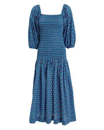 Rhode Resort Rhode Harper Printed Midi Dress Blue/indigo M