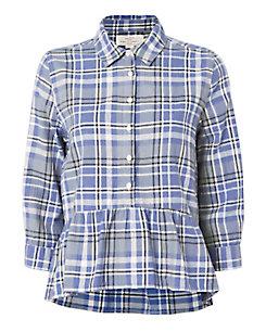 Birds Of Paradis X Trovata Blue Plaid Peplum Shirt