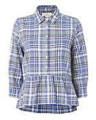 Birds Of Paradis X Trovata Blue Plaid Peplum Shirt