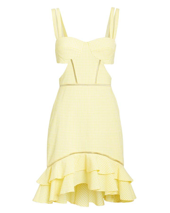 Jonathan Simkhai Seersucker Gingham Cutout Mini Dress Yellow Seersucker Gingham 2