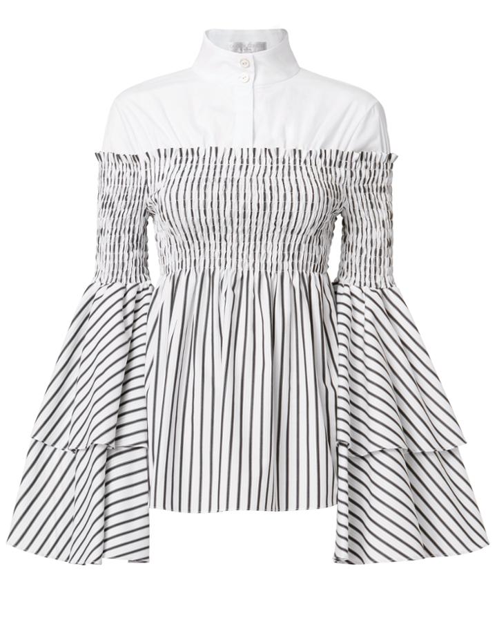 Caroline Constas Ali Layered Blouse Stripe S