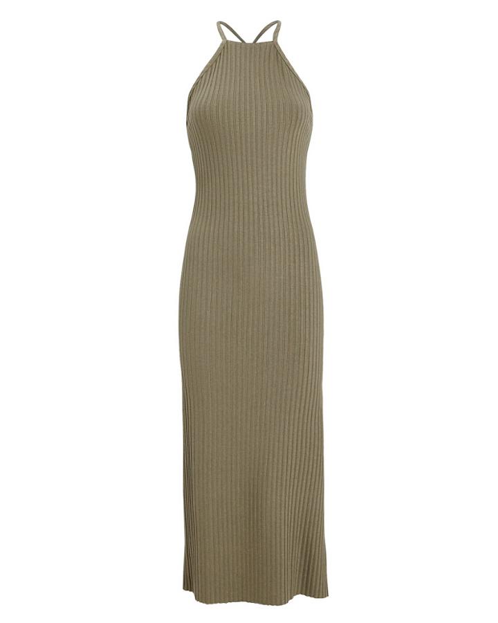 The Range Suspension Ribbed Midi Dress Army Green P