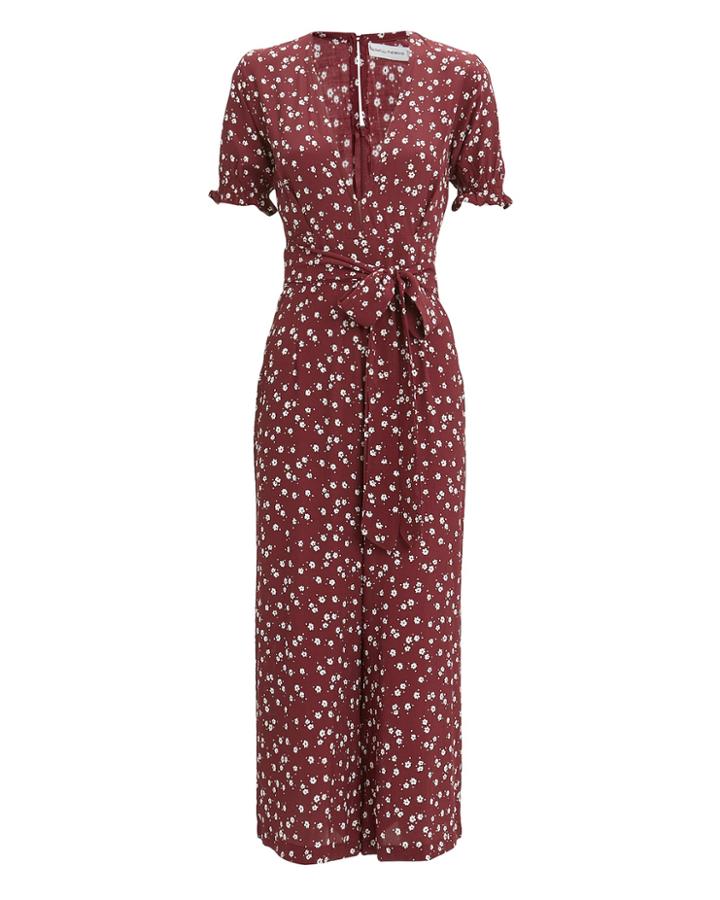 Faithfull The Brand Bonnie Cropped Jumpsuit Maroon/floral P